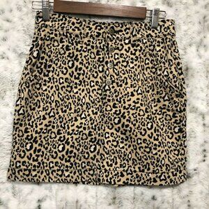 Hollister Mini Ultra High Rise Skirt Womens Size 1 Button Fly Leopard Print